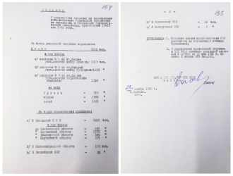 <p>Bescheinigung über die vom 10. bis zum 12. Mai 1951 vollzogene Deportation der sogenannten Kaliningrader Deutschen aus Litauen, Lettland, Weißrussland, der Ukraine und dem Kaliningrader Gebiet in die DDR. Insgesamt wurden 3.695 Personen umgesiedelt.<br />
<em>Litauisches Sonderarchiv</em></p>
