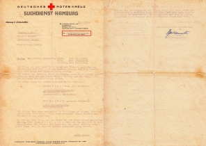 <p>Vokietijos Raudonojo Kryžiaus organizacijos Hamburgo paieškų tarnybos atsakymas Liucijai Mykolaitytei dėl jos artimųjų paieškos. 1959 m. kovo 13 d.<br />
<em>Iš šeimos archyvo</em></p>
